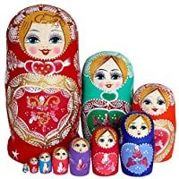 lingzhuo-shop Matrioskas para Niños Madera Muñecas Rusas Matrioskas Infantiles 10 Unids-Set Creativo Encantador Hecho A…